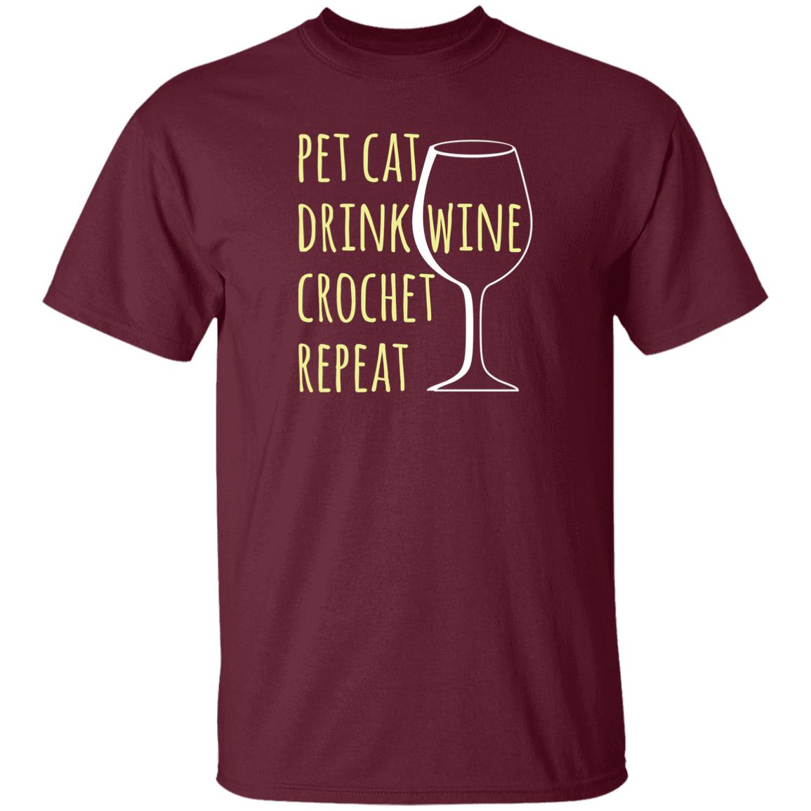 Pet Cat-Drink Wine-Crochet T-Shirt