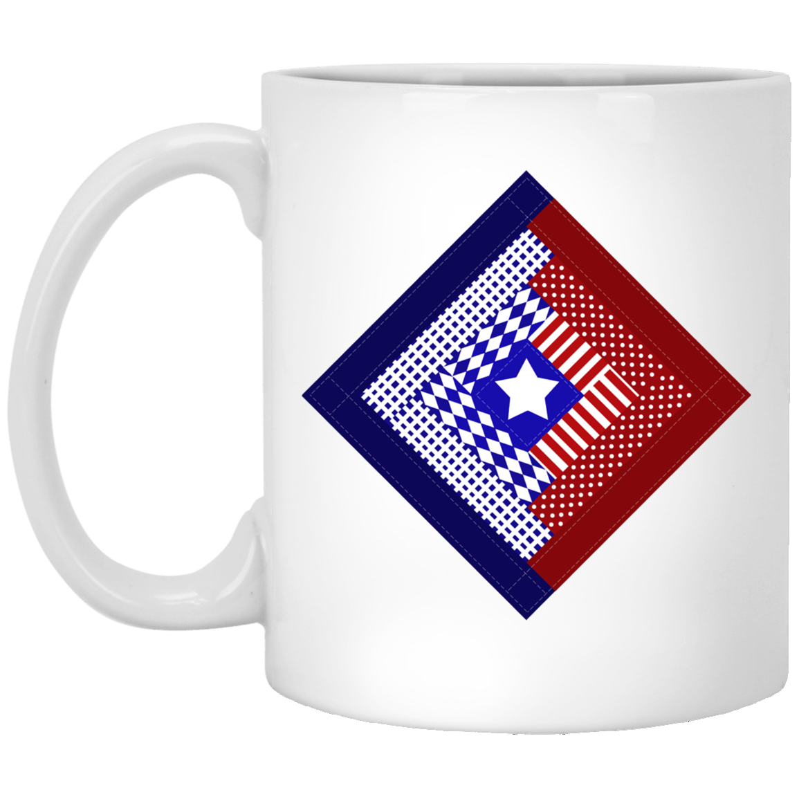 Patriotic Log Cabin Square White Mugs