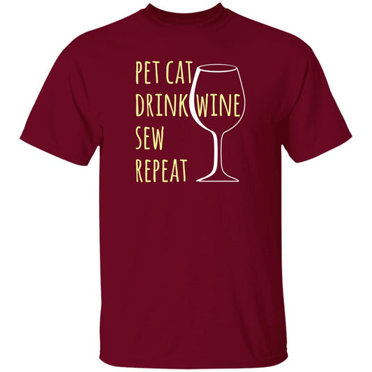 Pet Cat-Drink Wine-Sew T-Shirt