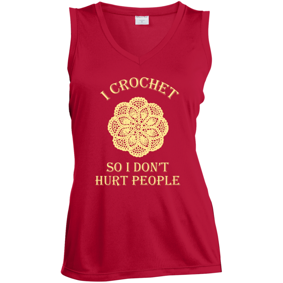 I Crochet So I Don't Hurt People Ladies Sleeveless V-neck - Crafter4Life - 5