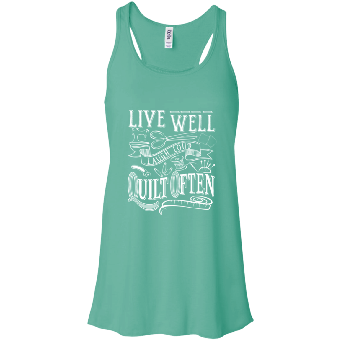 Live Well, Quilt Often Flowy Racerback Tank