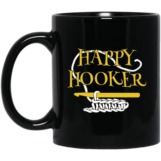 Happy Hooker Black Mugs