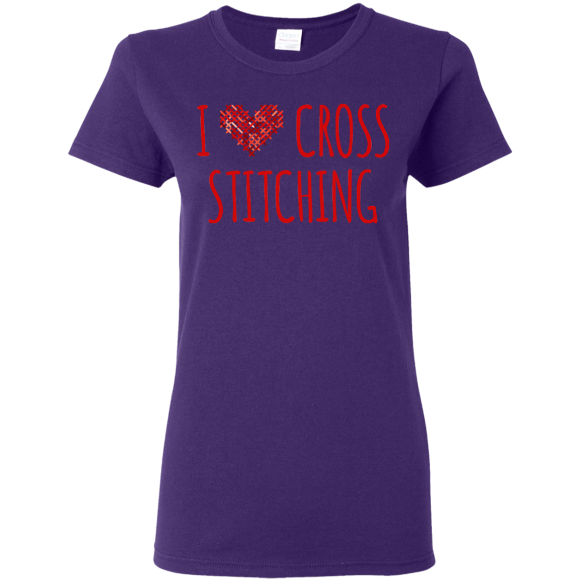 I Heart Cross Stitching Ladies Cotton T-Shirt