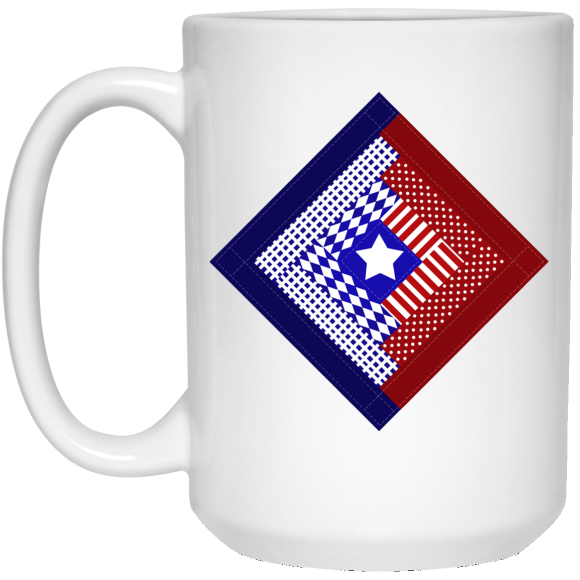 Patriotic Log Cabin Square White Mugs