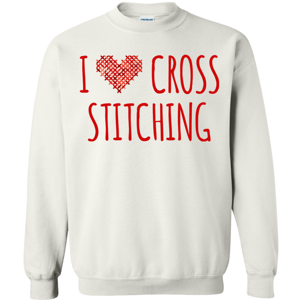 I Heart Cross Stitching Crewneck Pullover Sweatshirt