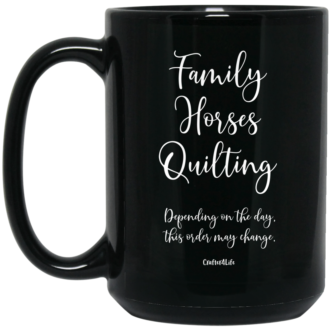 Family-Horses-Quilting Black Mugs