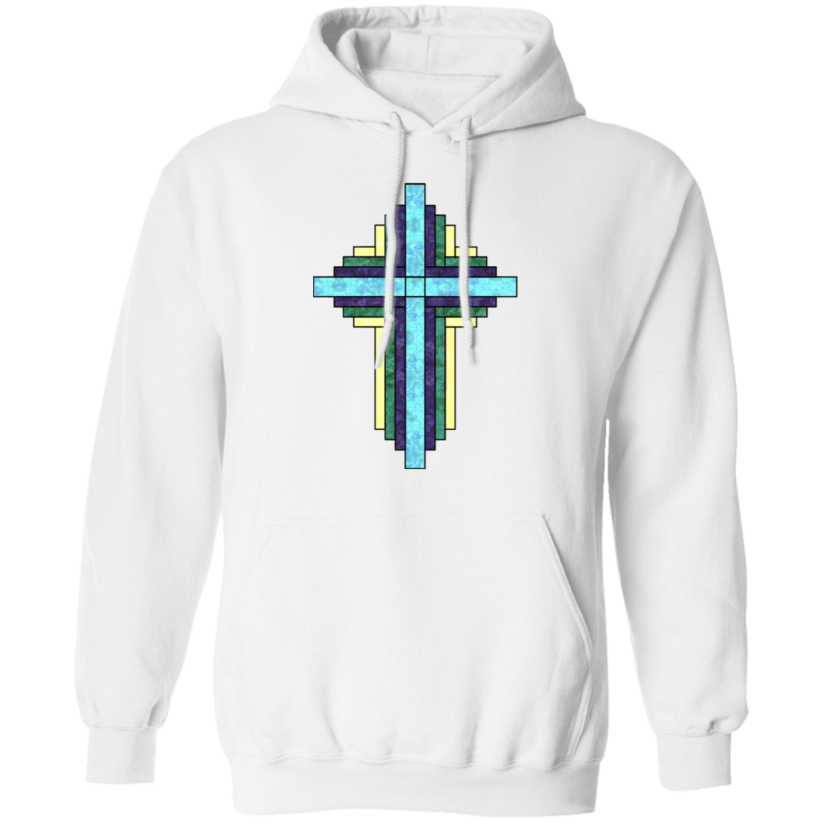 Batik Stained Glass Quilt Cross Pullover Hoodie