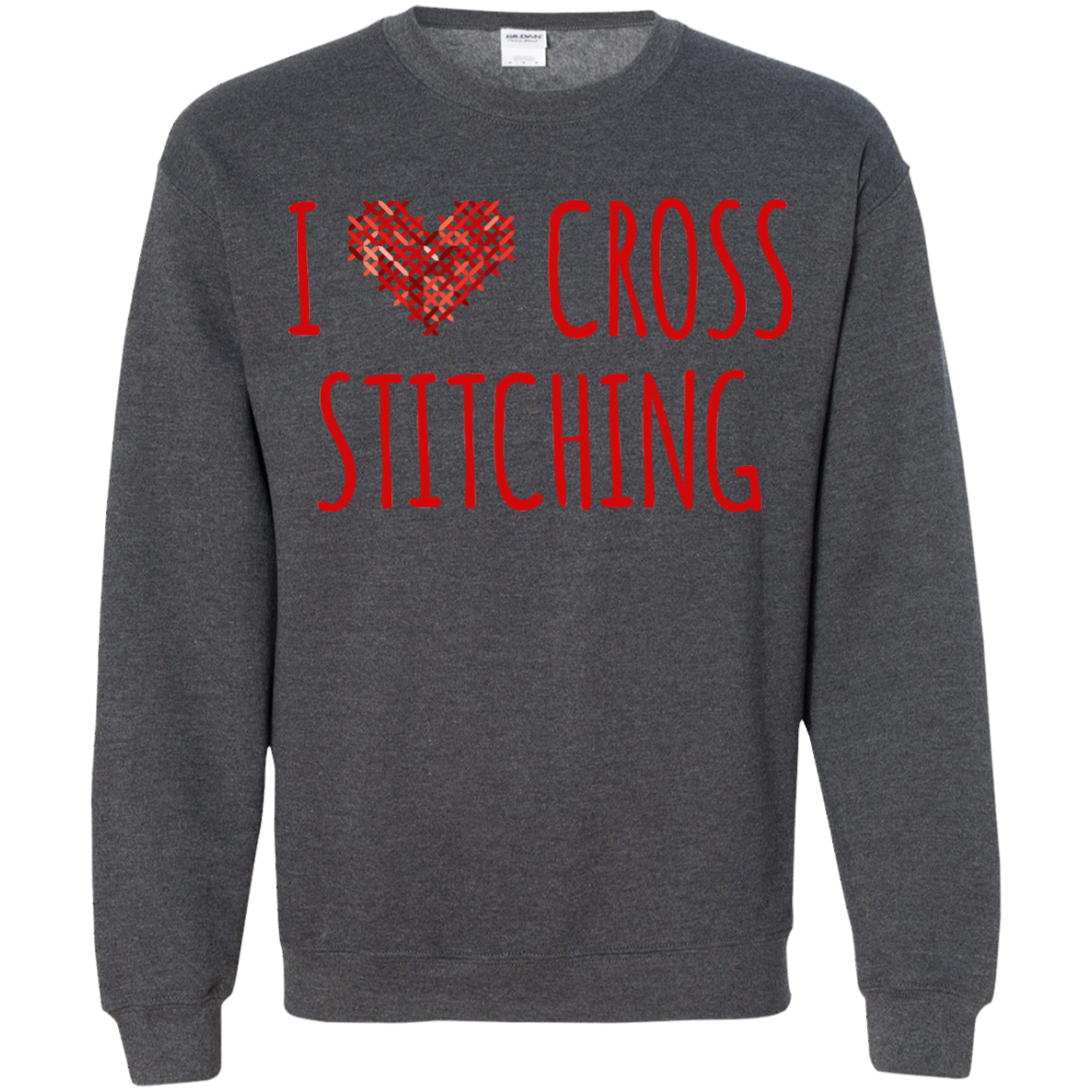 I Heart Cross Stitching Crewneck Pullover Sweatshirt