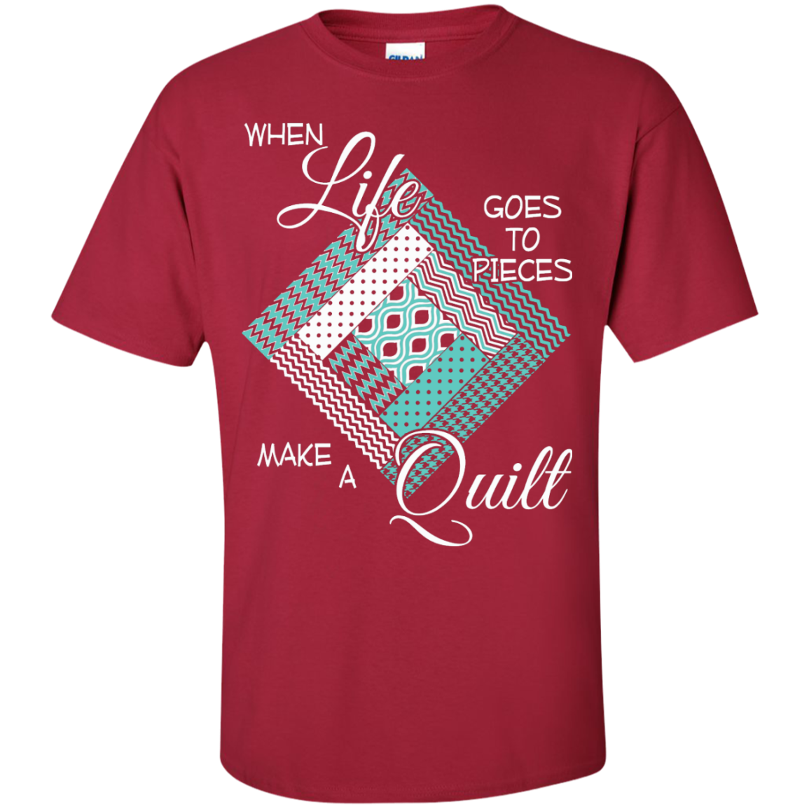 Make a Quilt (turquoise) Custom Ultra Cotton T-Shirt - Crafter4Life - 5