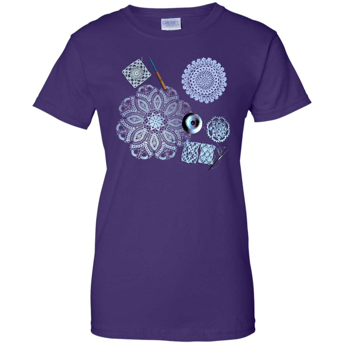 Crochet Collage Ladies 100% Cotton T-Shirt