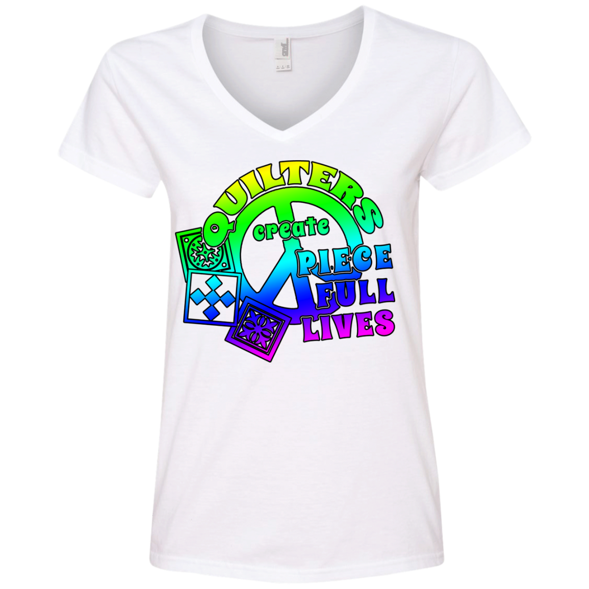 Quilters Create Piece Full Lives Ladies V-neck Tee - Crafter4Life - 2