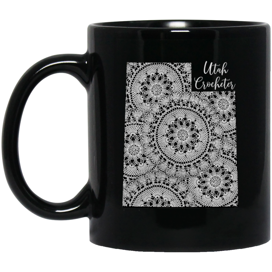 Utah Crocheter Black Mugs