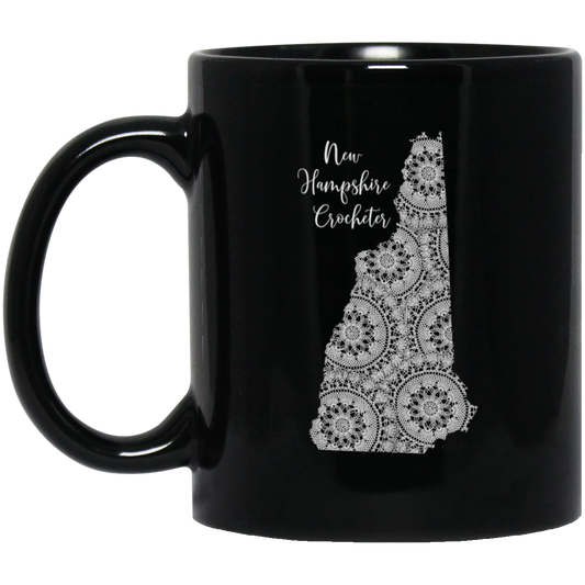 New Hampshire Crocheter Black Mugs