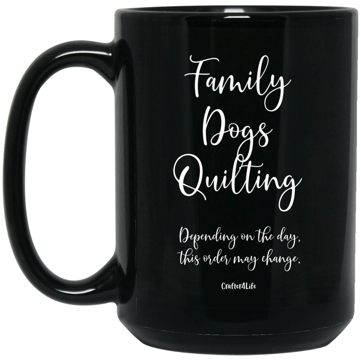 Family-Dogs-Quilting Black Mugs