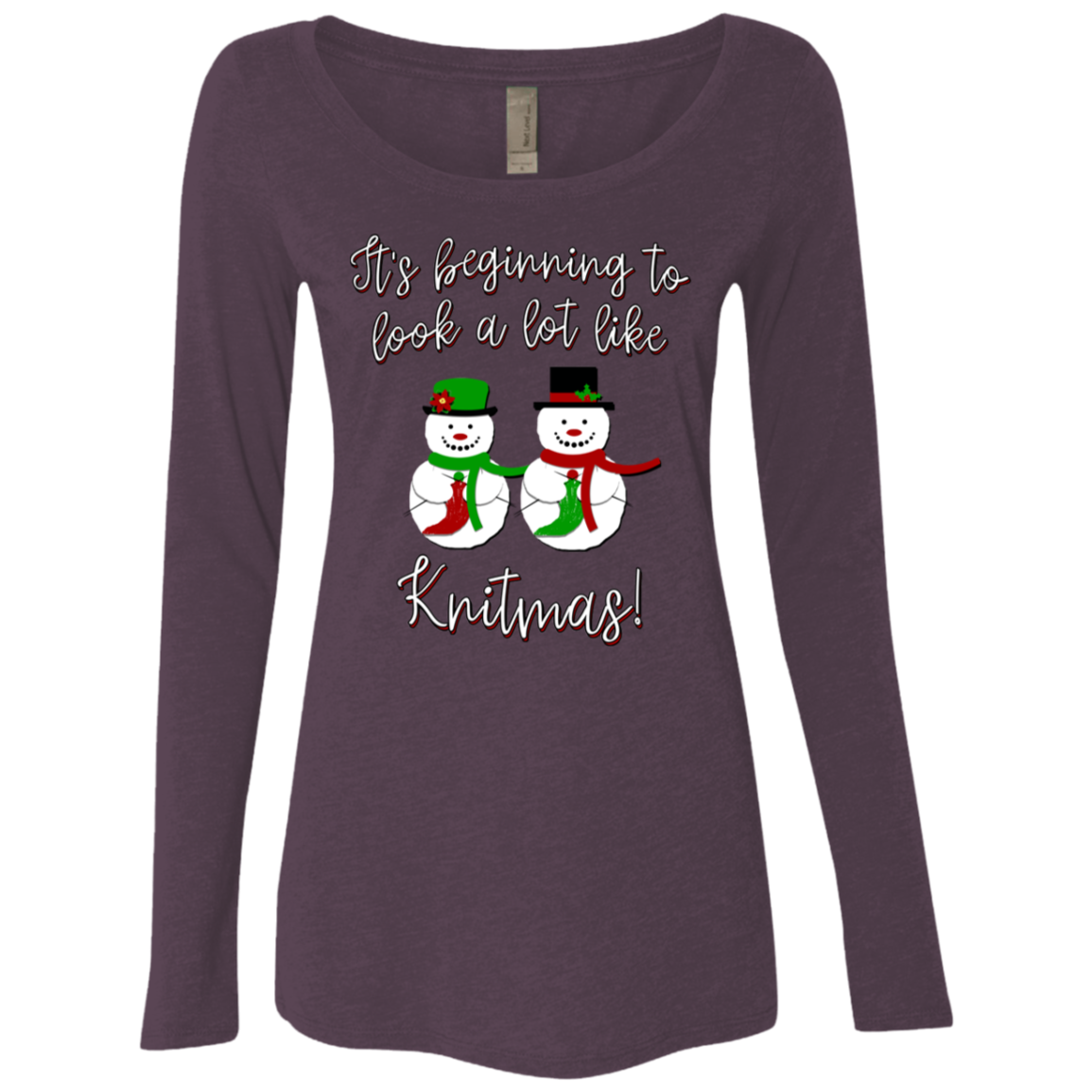 Knitmas Snow Couple - Ladies Long Sleeve Shirts