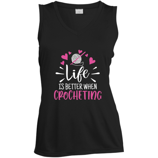 Life is Better when Crocheting Ladies' Sleeveless Moisture Absorbing V-Neck
