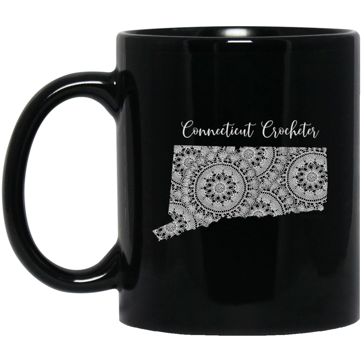 Connecticut Crocheter Black Mugs