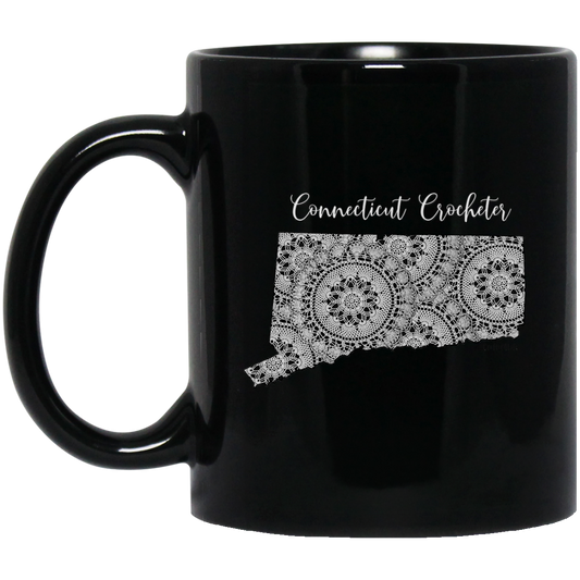 Connecticut Crocheter Black Mugs