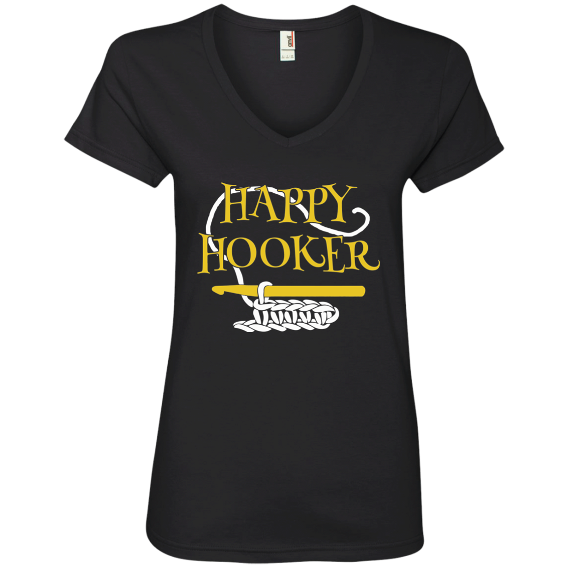 Happy Hooker Ladies V-Neck T-Shirt