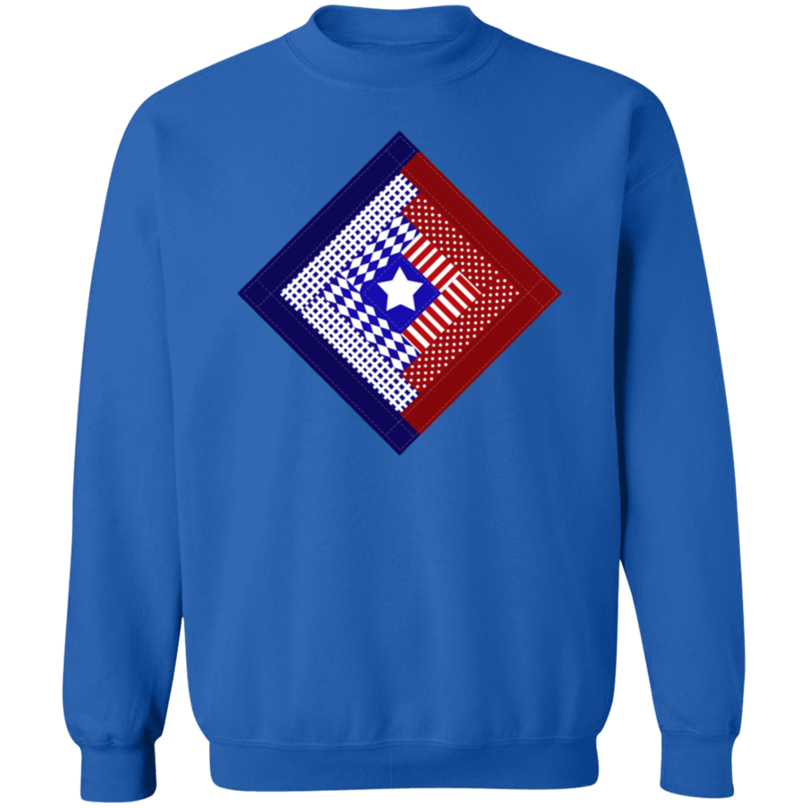 Patriotic Log Cabin Square Crewneck Pullover Sweatshirt
