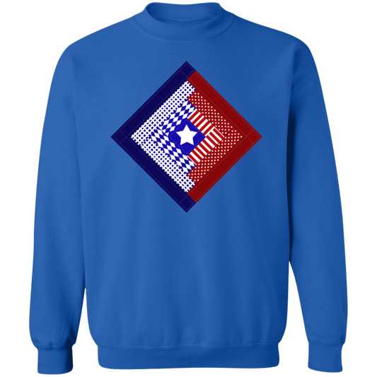 Patriotic Log Cabin Square Crewneck Pullover Sweatshirt