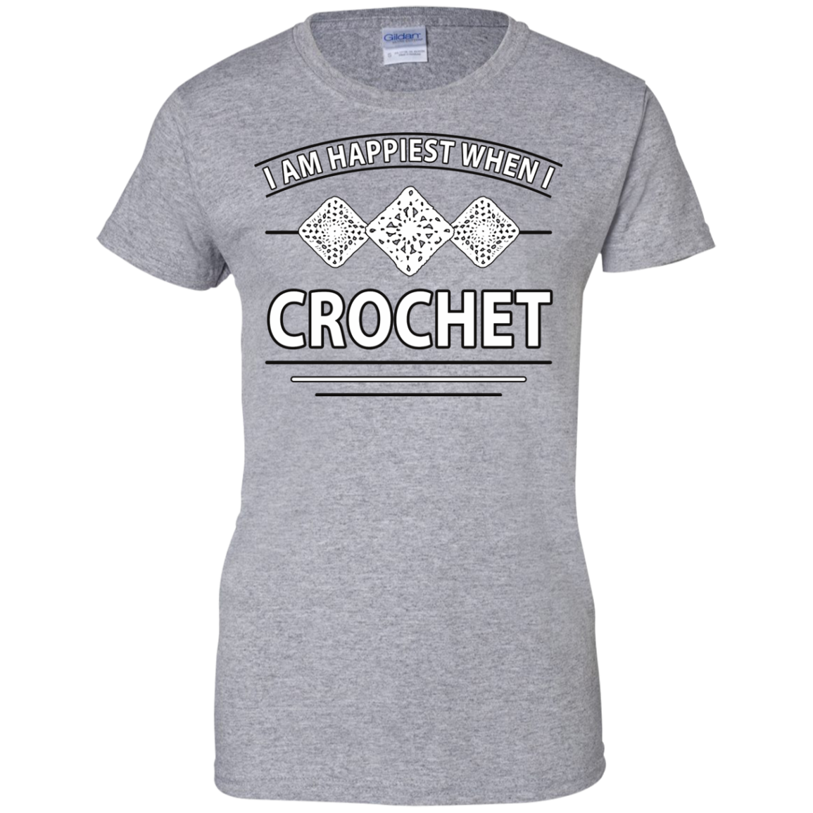 I Am Happiest When I Crochet Ladies Custom 100% Cotton T-Shirt - Crafter4Life - 2