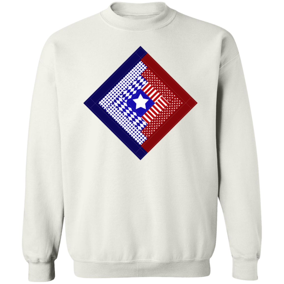 Patriotic Log Cabin Square Crewneck Pullover Sweatshirt