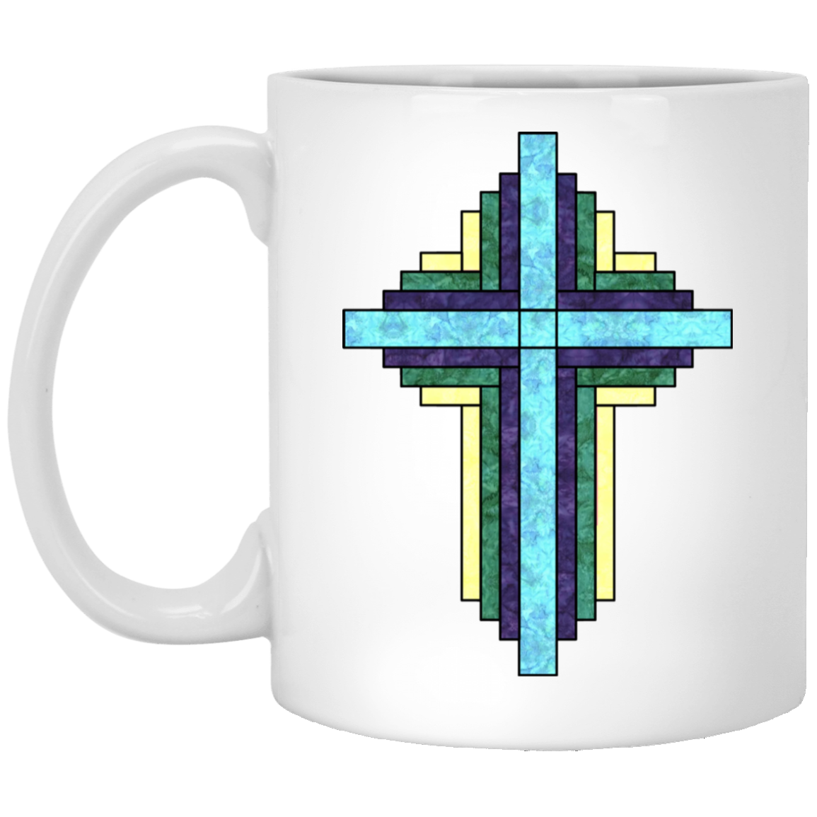 Batik Stained Glass Quilt Cross Mugs