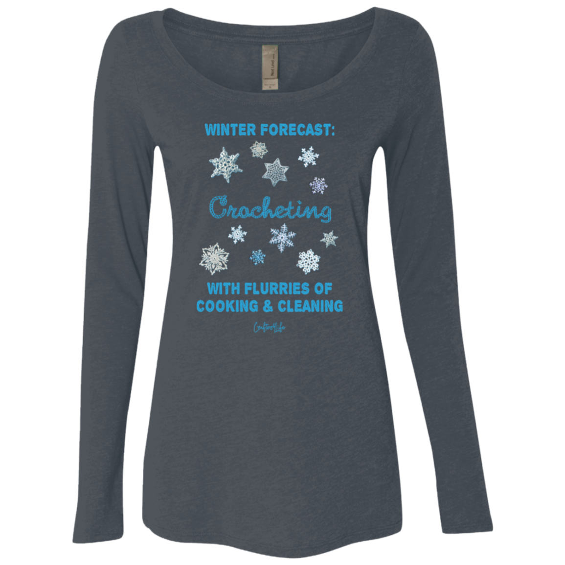 Winter Forecast Crocheting Flurries Ladies Long Sleeve Shirts