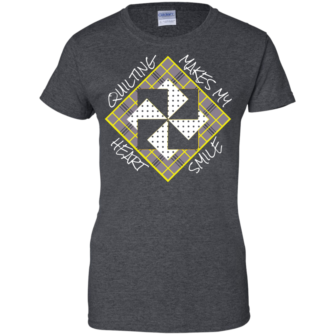 Quilting Makes My Heart Smile Ladies Custom 100% Cotton T-Shirt