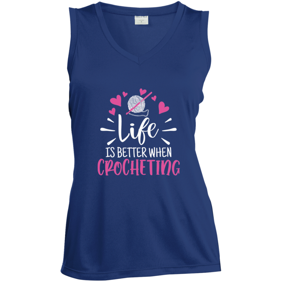 Life is Better when Crocheting Ladies' Sleeveless Moisture Absorbing V-Neck
