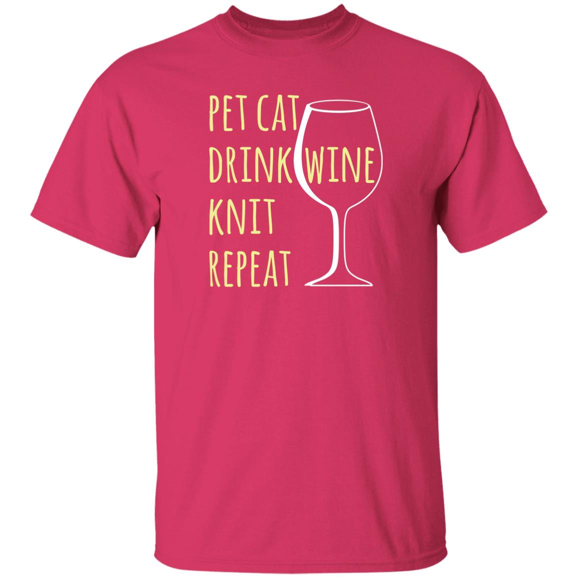 Pet Cat-Drink Wine-Knit T-Shirt