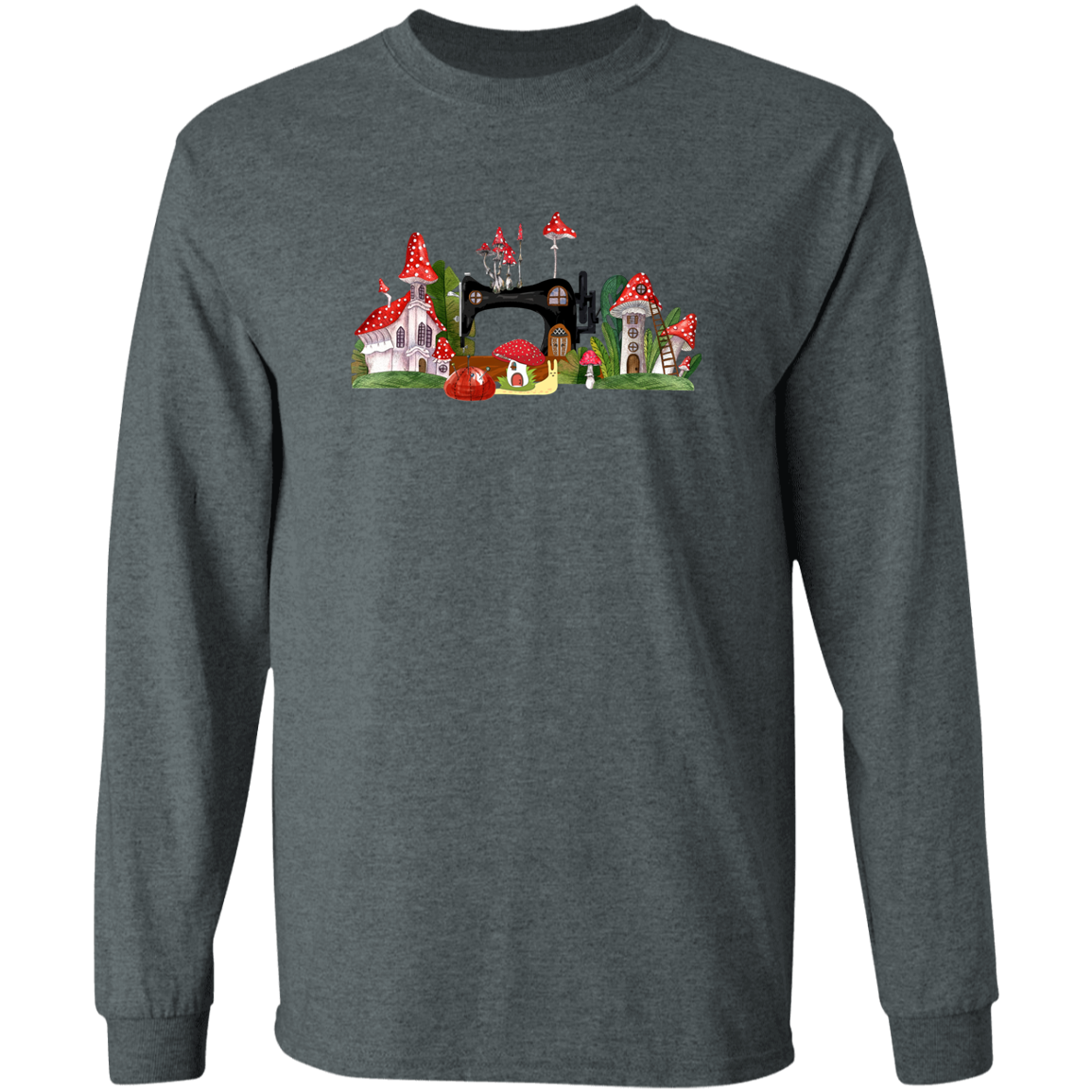 Sewing Machine Mushroom Village Long Sleeve T-Shirt