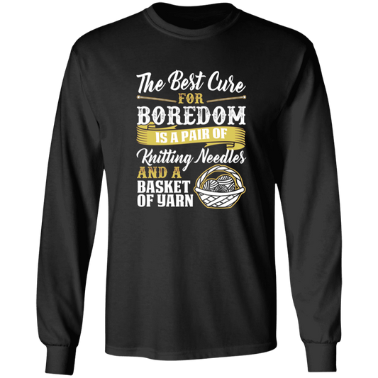 Cure For Boredom - Knitting - gold Long Sleeve T-Shirt
