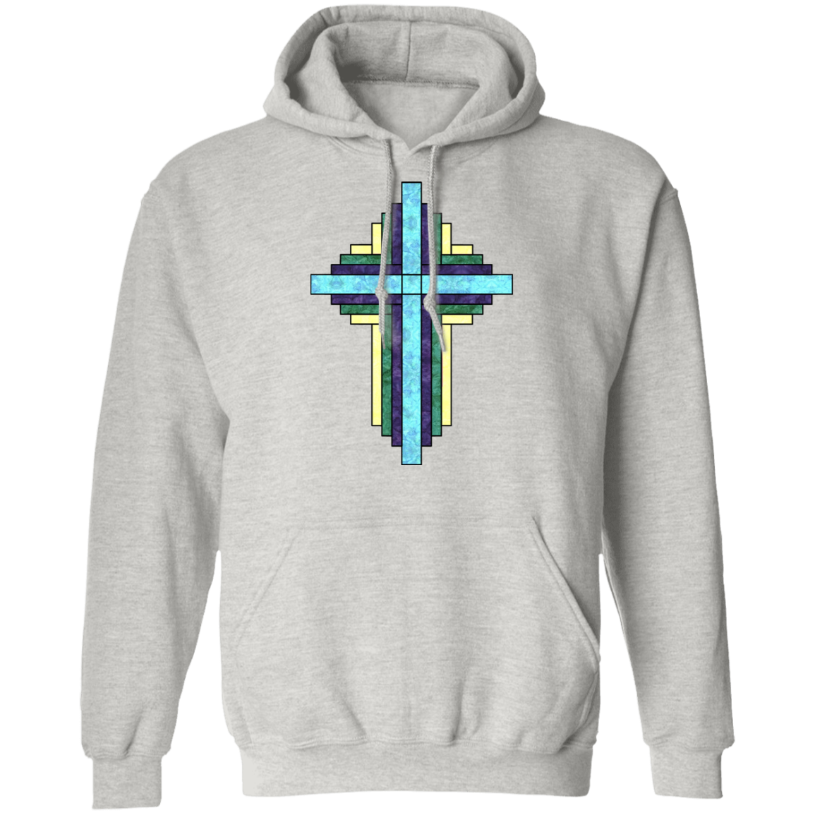 Batik Stained Glass Quilt Cross Pullover Hoodie