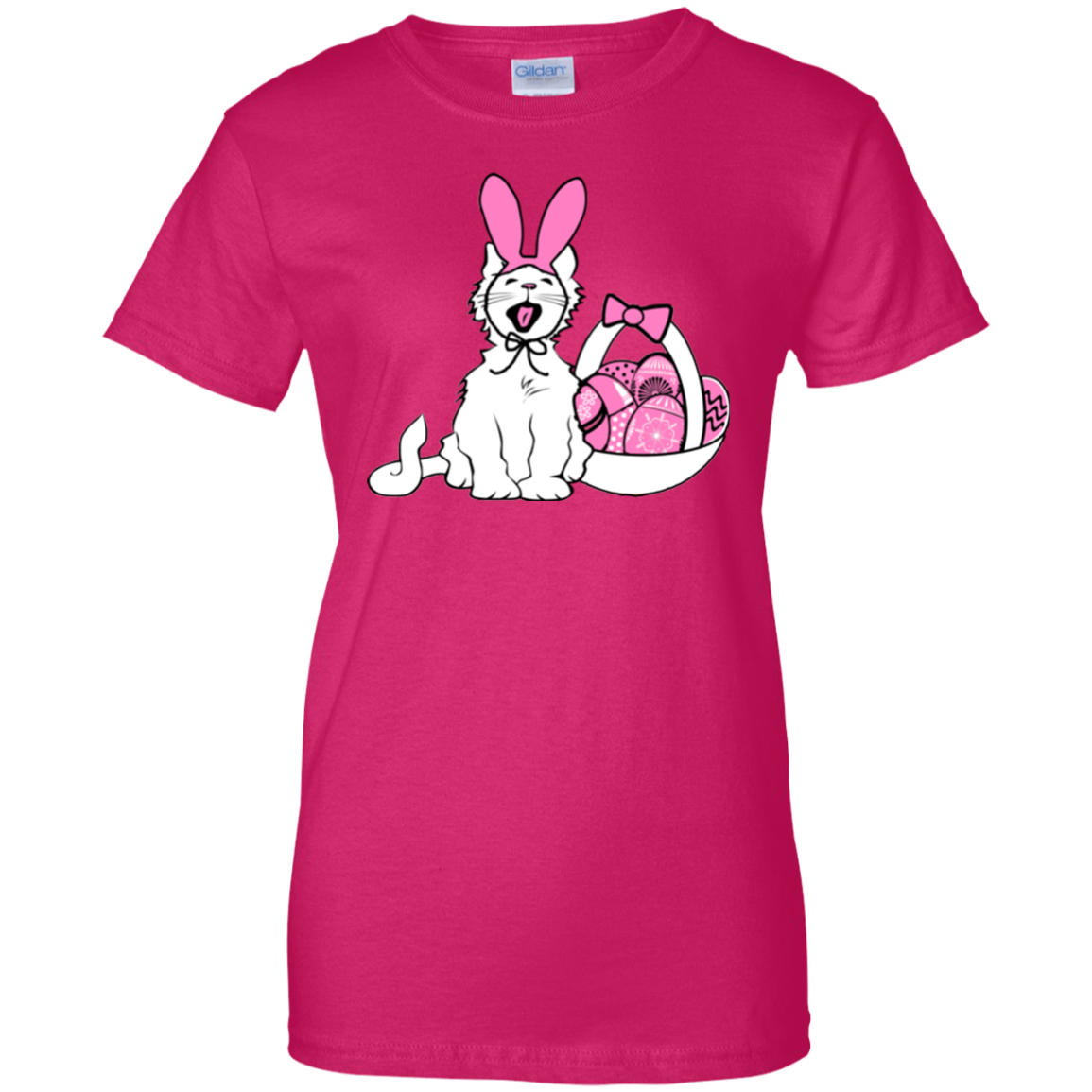 Easter Kitty Ladies 100% Cotton T-Shirt