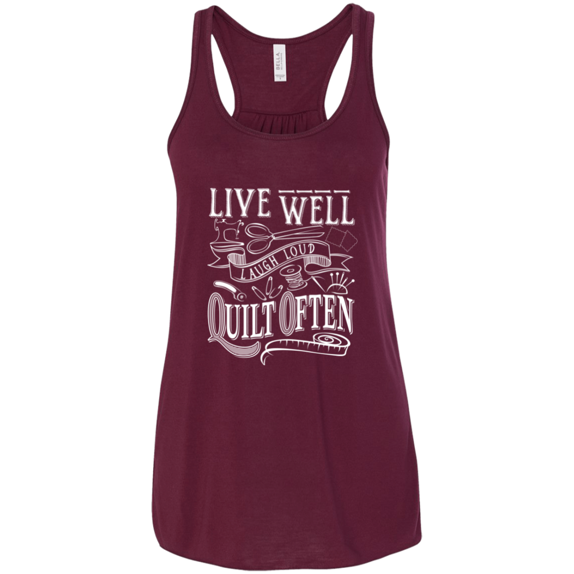 Live Well, Quilt Often Flowy Racerback Tank