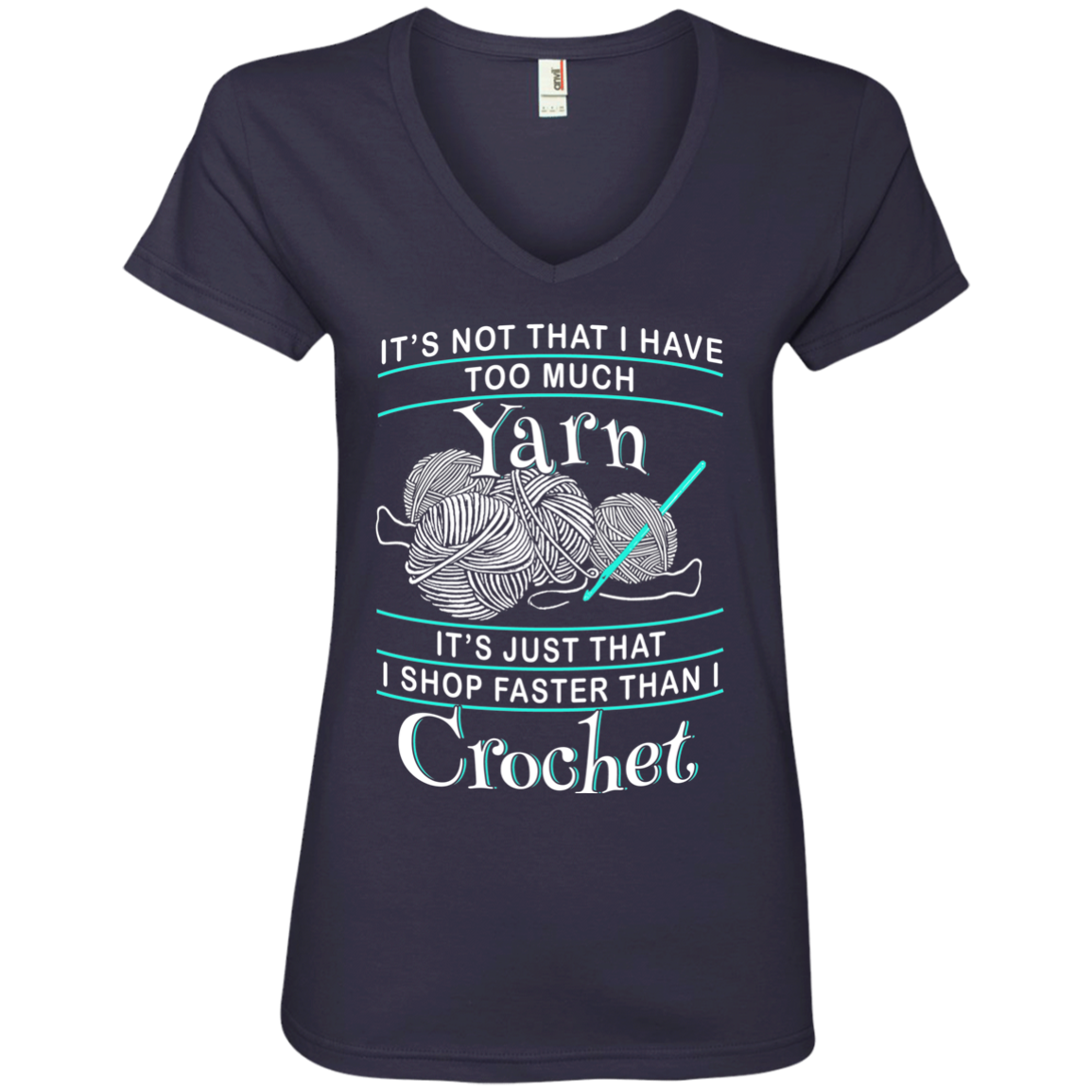I Shop Faster than I Crochet Ladies V-Neck T-Shirt