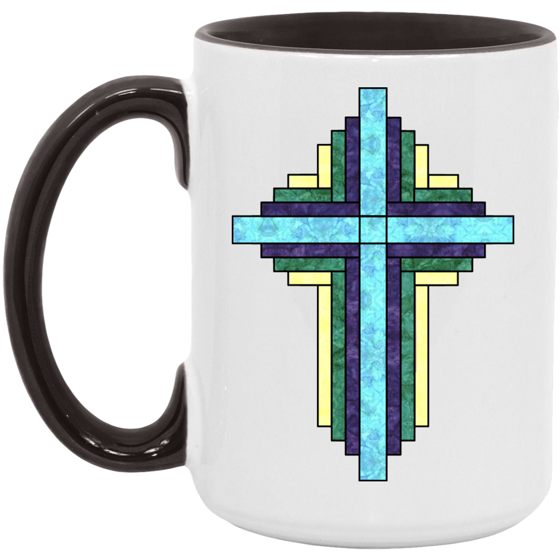 Batik Stained Glass Quilt Cross Mugs