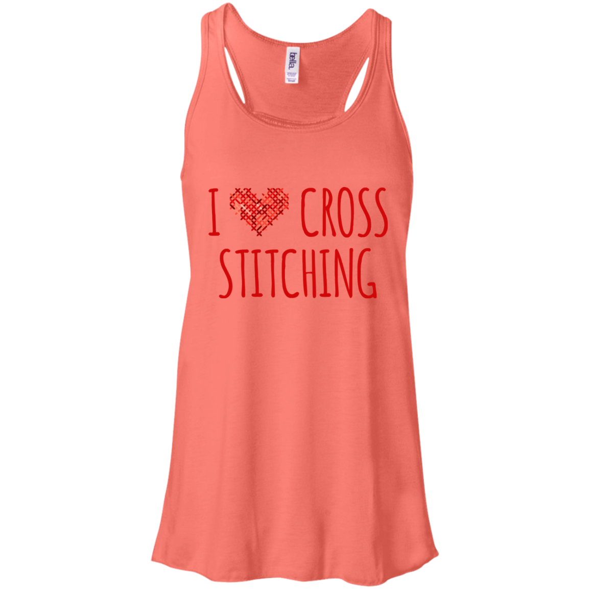 I Heart Cross Stitching Flowy Racerback Tank