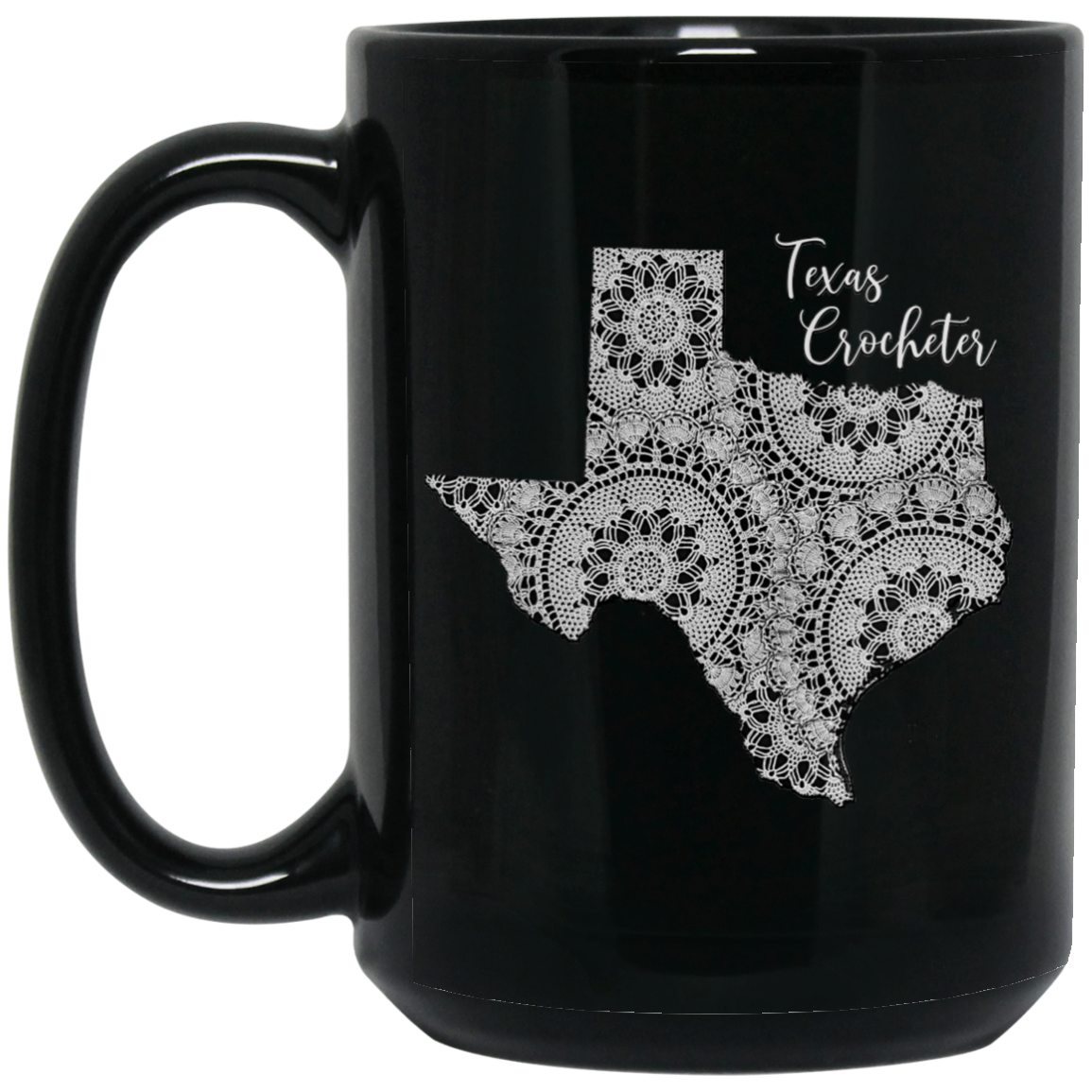 Texas Crocheter Black Mugs