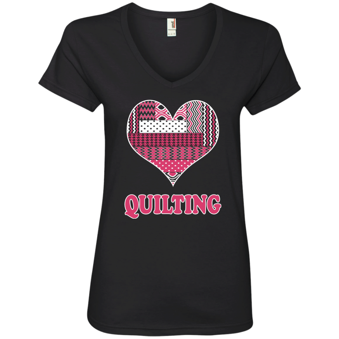 Heart Quilting Ladies V-neck Tee - Crafter4Life - 2