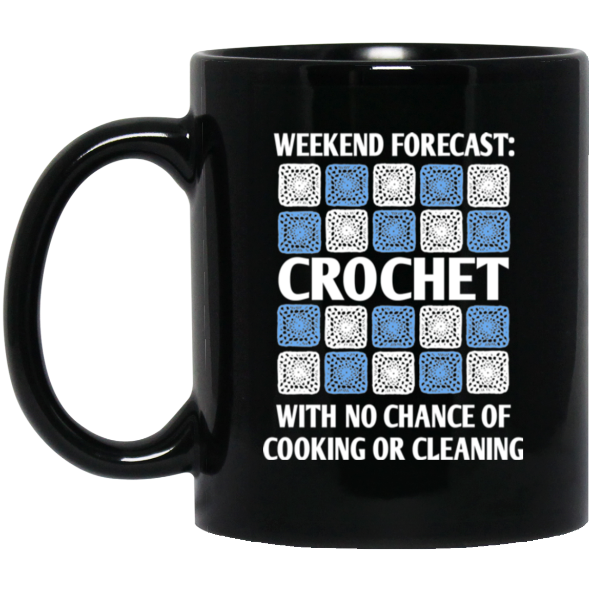 Weekend Forecast Crochet Black Mugs