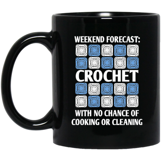 Weekend Forecast Crochet Black Mugs