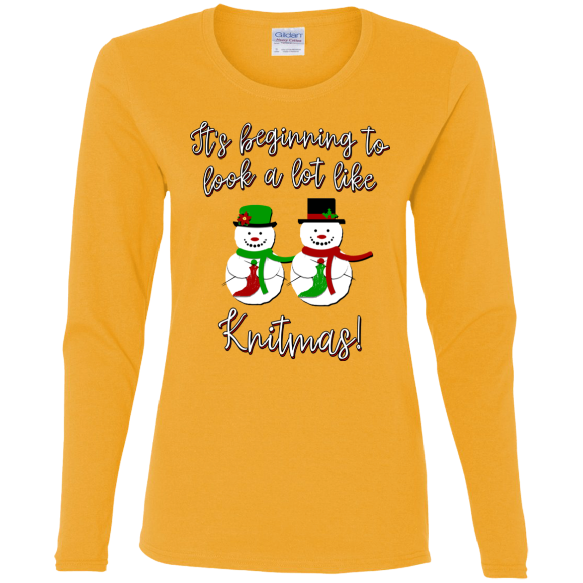 Knitmas Snow Couple - Ladies Long Sleeve Shirts