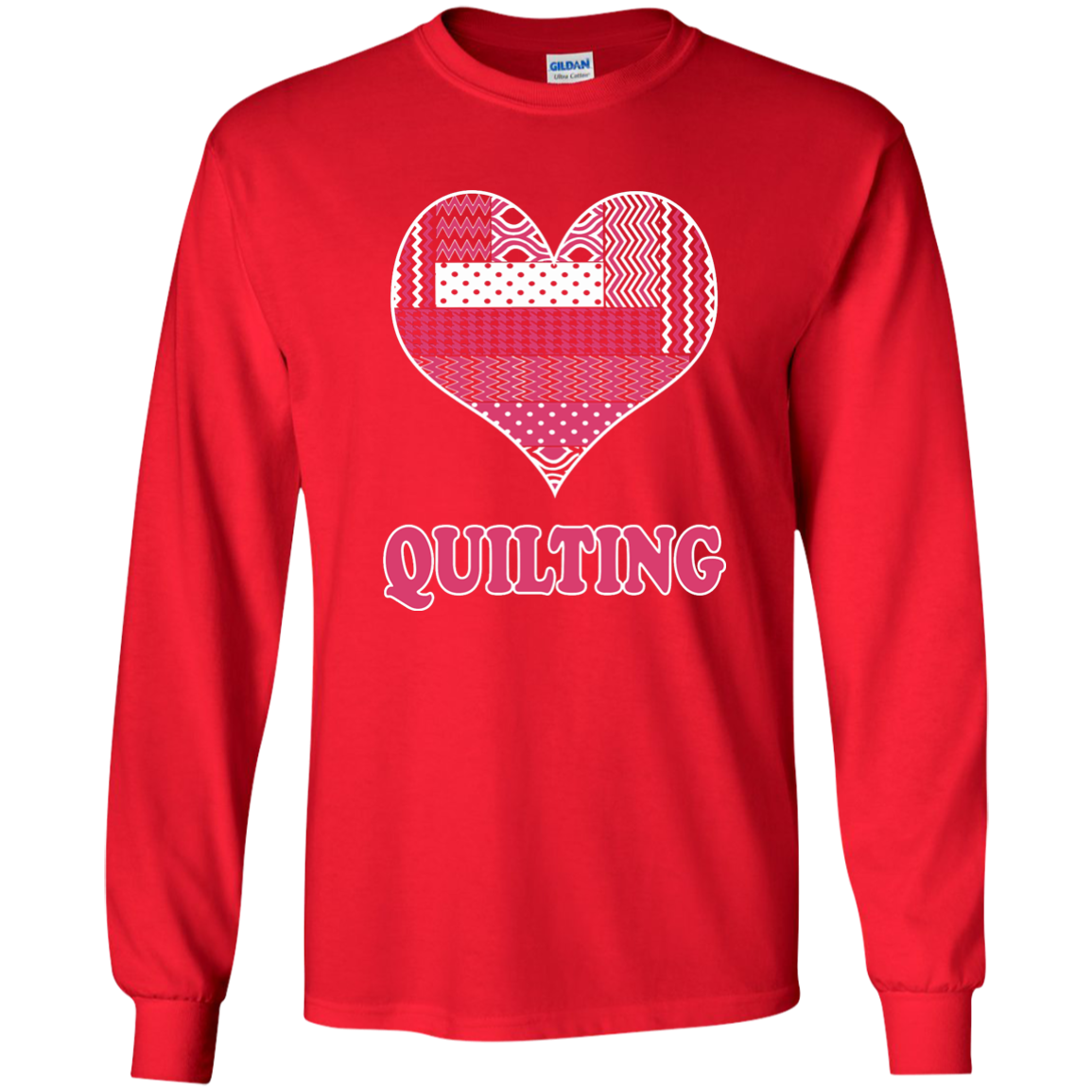 Heart Quilting Long Sleeve Ultra Cotton T-Shirt - Crafter4Life - 10