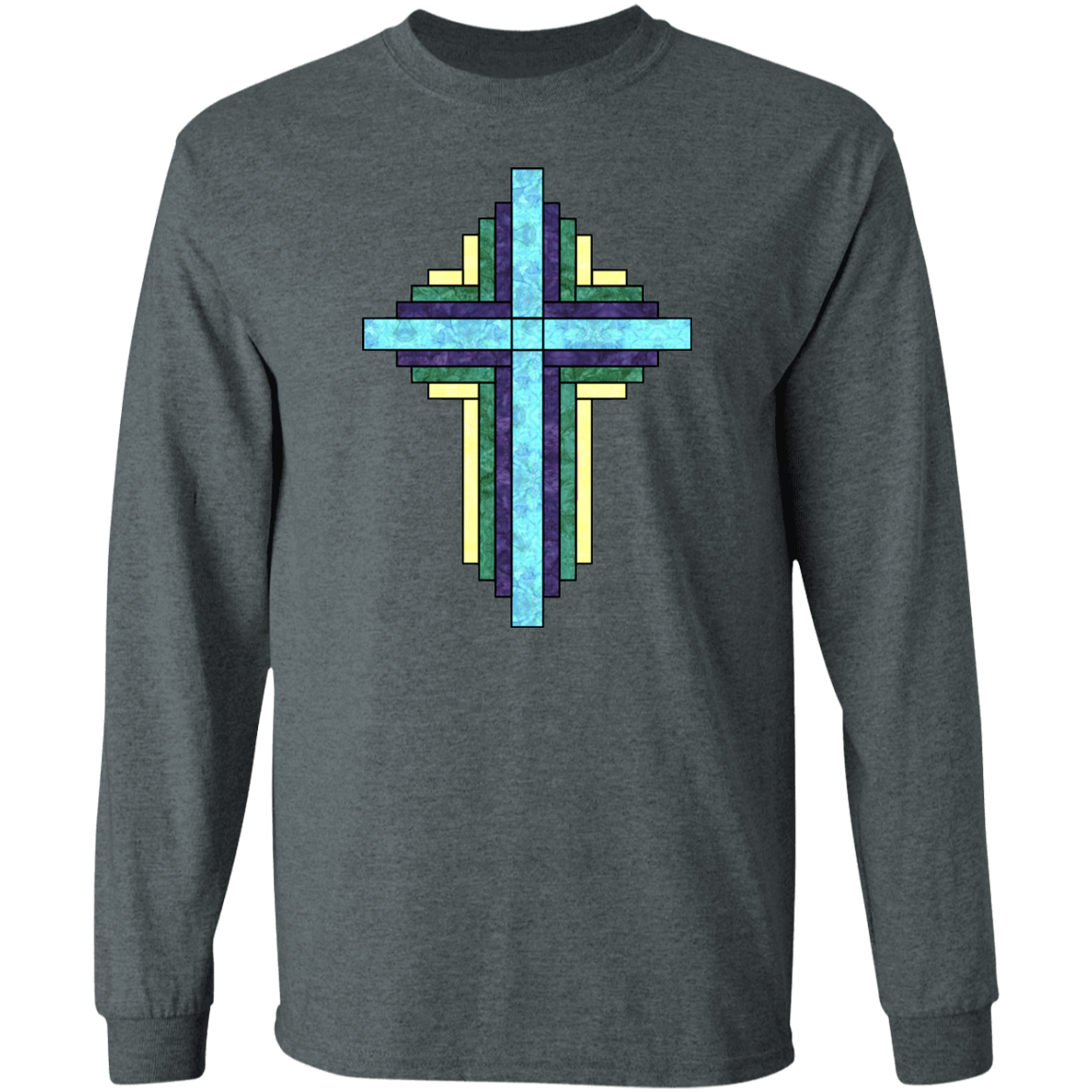 Batik Stained Glass Quilt Cross LS Ultra Cotton T-Shirt