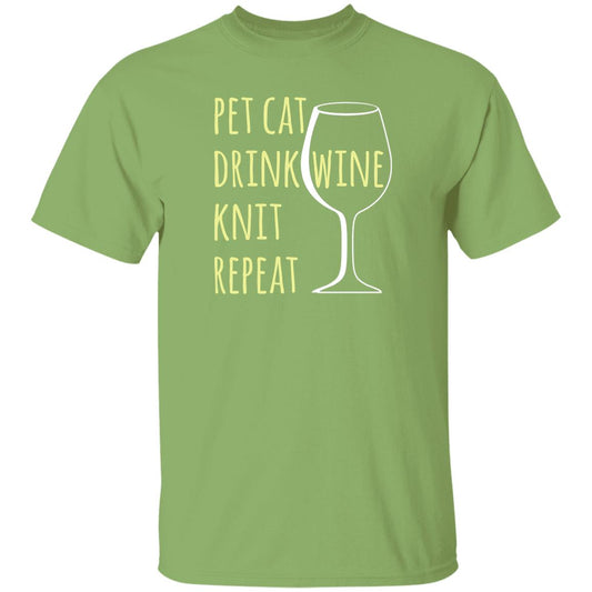 Pet Cat-Drink Wine-Knit T-Shirt