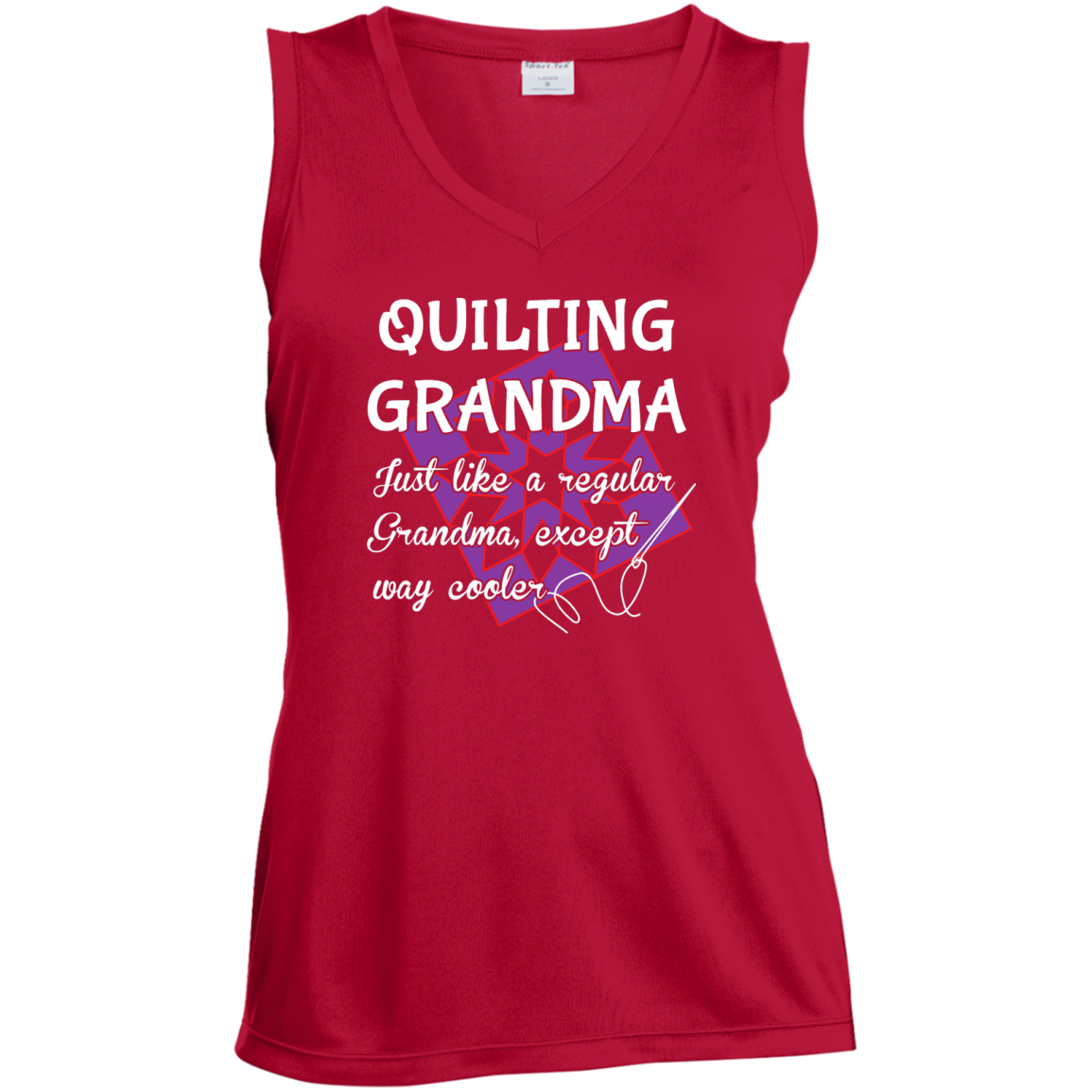 Quilting Grandma Ladies Sleeveless V-Neck