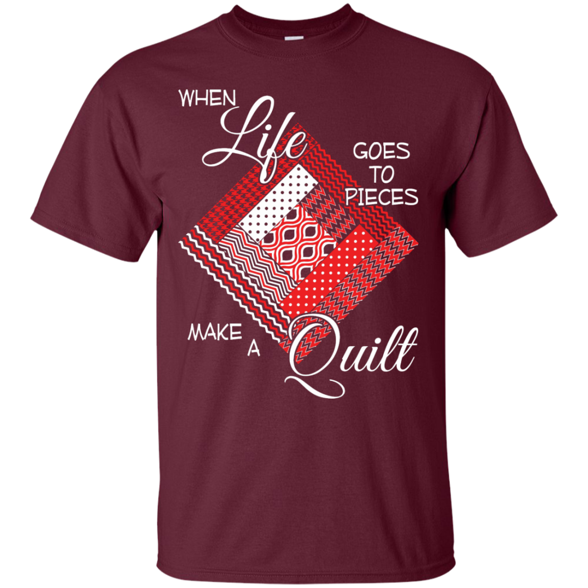 Make a Quilt (red) Custom Ultra Cotton T-Shirt - Crafter4Life - 5